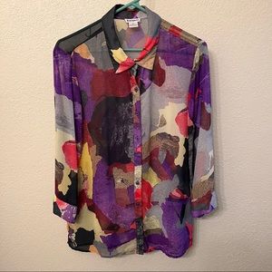 Kathos Multi Color Sheer Top Size 12